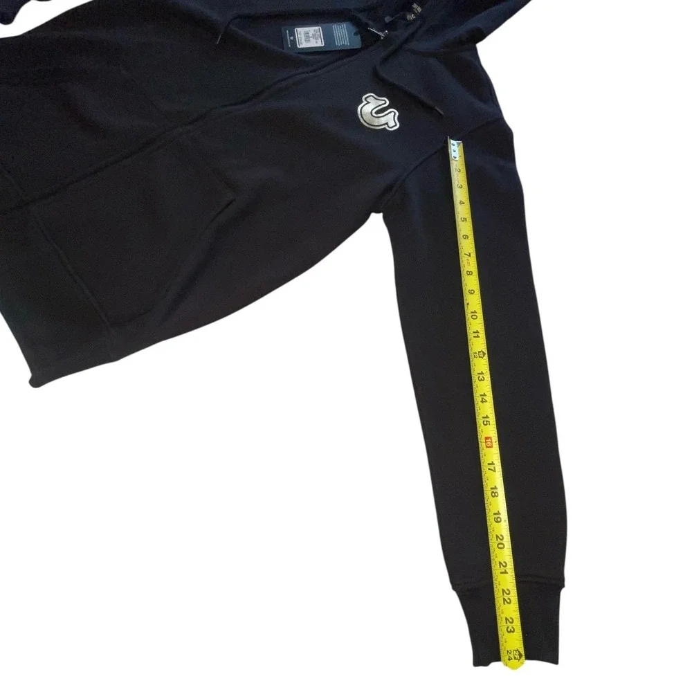 New True Religion Men's Jet Black Foil Triology Hoodie Size Medium Full Zip NWT